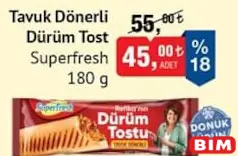 SUPERFRESH TAVUK DÖNERLİ DÜRÜM TOST 180 G